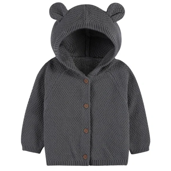 Gerber Baby Boys Charcoal gray sweater Knit Coverall, Cardigan, & Hat Set, 3-6M - Picture 5 of 15